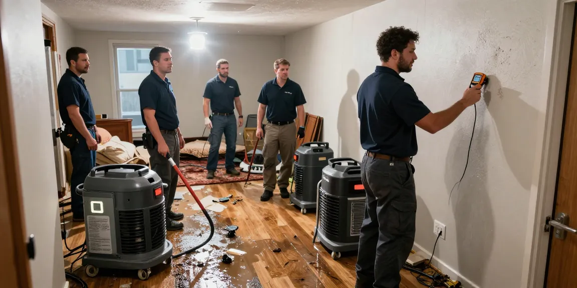 Water Damage Restoration West Vancouver team extracting water from a flooded basement with professional equipment