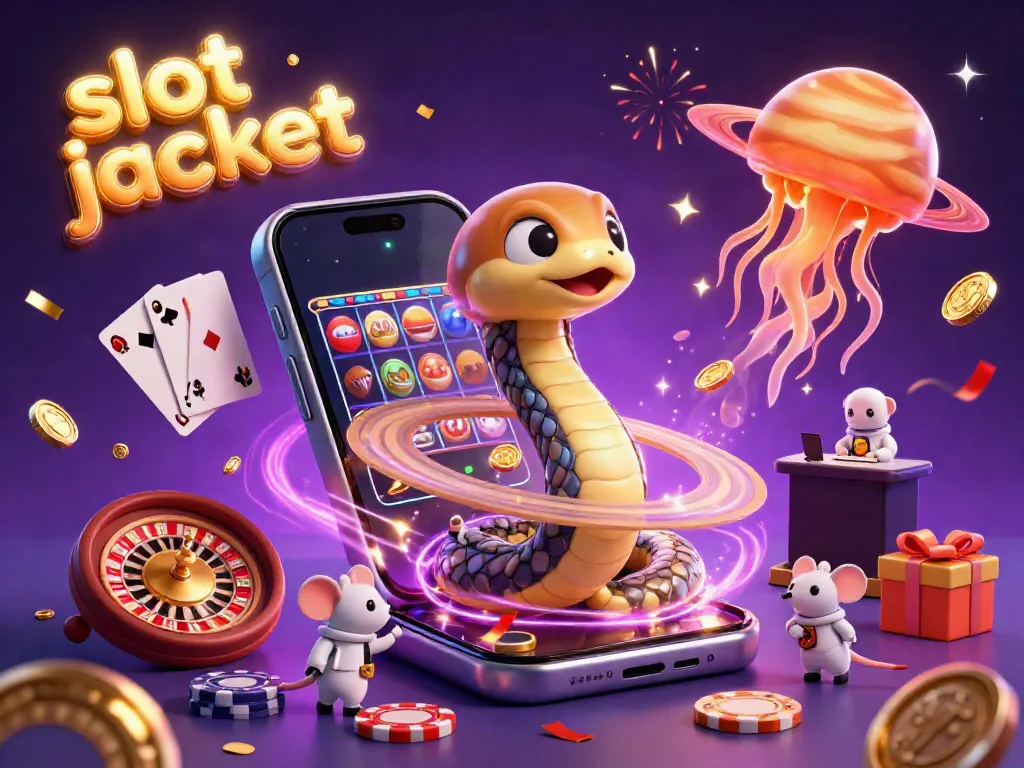 Experience the thrill of winning with slot jackpot in this vibrant illustration of astronaut mice and cosmic casino elements.